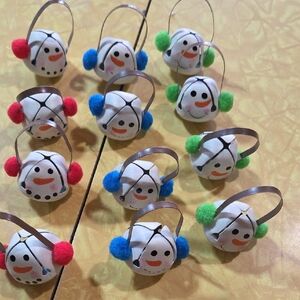 #9 Bell Snowman Ornaments with Colorful Earmuffs